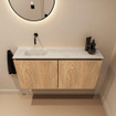 MONDIAZ TURE-DLUX Meuble toilette - 100cm - Washed Oak - EDEN - vasque Opalo - position gauche - sans trou de robinet SW1104632