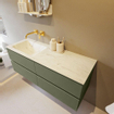 Mondiaz VICA-DLUX ensemble de meuble de salle de bain - 130cm - meuble sous-vasque armée - 4 tiroirs - lavabo encastré nuage gauche - sans trous de robinet - version haute de 60cm - opalo SW1086471