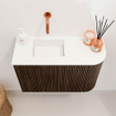 Mondiaz JOYA 61.6cm toiletmeubel - ronding rechts kleur Walnut - Wastafel FAYE positie Links Zonder kraangat kleur Talc. SW1421283