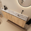 MONDIAZ TURE-DLUX Meuble WC 120 cm Washed Oak. Lavabo EDEN Glace position à droite. Sans trou de robinet. SW1103644