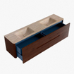 Mondiaz CIRO-DLUX Meuble de salle de bains - 190x45x50cm - plan vasque solid surface Saba - 2 vasques double - sans trous de robinet - 4 tiroirs - Ruby SW1531961