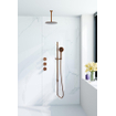 Fortifura Nebbio Ensemble de douche pluie - robinet encastré - élément encastré - barre de douche - flexible de douche en métal - douchette ronde - bras de plafond 20cm - douche de tête 30cm - cuivre brossé PVD SW1447167