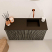 Mondiaz JOYA 70cm toiletmeubel - kleur Shadow - Wastafel FAYE positie Rechts Zonder kraangat kleur Urban. SW1421489