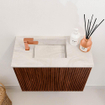 Mondiaz JOYA-DLUX 50cm toiletmeubel - kleur Ruby - Wastafel FAYE positie Links 1 kraangat kleur Ostra. SW1423769