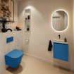 MONDIAZ TURE-DLUX Meuble de toilettes 40 cm Jeans. EDEN lavabo Opalo position milieu. Sans trou de robinet. SW1104359