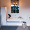 Mondiaz ALAN-DLUX Ensemble de meuble - 130cm - meuble Talc mat - 1 tiroir - Lavabo Cloud Ostra suspendu - vasque Centre - 0 trous de robinet SW807013