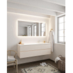 MONDIAZ VICA Ensemble de meuble salle de bain - 150cm - 2 tiroirs - lavabo Cloud à droite - 1 trou de robinet - solid surface lin SW411033