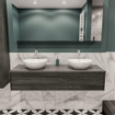 ENSEMBLE DE MEUBLE MONDIAZ LUSH - 150cm - 1 tiroir - lavabo BARCO - 2 vasques - 2 trous de robinet - anthracite SW409697
