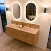 Mondiaz CIRO-DLUX Badkamermeubelset - 160x45x50cm - Solid surface wastafel Arena - 2 wasbak Dubbel - 2 kraangaten - 4 lades - Oak SW1531385