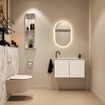 MONDIAZ TURE-DLUX 80cm toiletmeubel Talc. EDEN wastafel Glace positie links. Met 1 kraangat. SW1103098