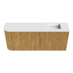 Mondiaz JOYA 101.6cm toiletmeubel - ronding links kleur Oak - Wastafel FAYE positie Rechts Zonder kraangat kleur Talc. SW1421143