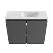 MONDIAZ TURE-DLUX 60cm toiletmeubel Dark Grey. EDEN wastafel Opalo positie rechts. Met 1 kraangat. SW1104253