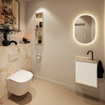 MONDIAZ TURE-DLUX Meuble toilette - 40cm - Talc - EDEN - vasque Frappe - position gauche - 1 trou de robinet SW1102584
