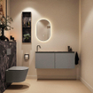 MONDIAZ TURE-DLUX Meuble toilette - 120cm - Smoke - EDEN - vasque Lava - position gauche - 1 trou de robinet SW1104074