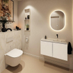 MONDIAZ TURE-DLUX Meuble toilette - 80cm - Talc - EDEN - vasque Ostra - position droite - sans trou de robinet SW1104643