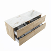 MONDIAZ VICA-DLUX Ensemble meuble de salle de bains - 120cm - meuble bas chêne blanchi - 4 tiroirs - vasque encastrée cloud à droite - 1 trou de robinet - version hauteur 60cm - frape SW1088806