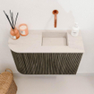 Mondiaz JOYA-DLUX Meuble de salle de bains - 61,6cm - arrondi gauche couleur Shadow - Vasque FAYE position Droite Sans trou de robinet couleur Meli SW1424894