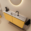 MONDIAZ TURE-DLUX Meuble toilette - 100cm - Ocher - EDEN - vasque Glace - position centrale - 1 trou de robinet SW1103432