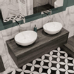 Mondiaz LUSH Meuble salle de bains avec 1 tiroir lavabo BARCO 120x30x45cm double sans trou de robinet Anthracite SW409625