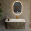 Mondiaz KURVE Ensemble de meubles de salle de bains - 105x46x40cm - 1 tiroir - 1 porte - vasque solid surface - droite - 1 trou de robinet - Shadow SW1414212