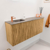 Mondiaz JOYA-DLUX Meuble de toilette 101,6cm - arrondi droite couleur Chêne - Vasque FAYE position Gauche 1 trou de robinet couleur Oza SW1424113