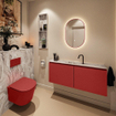 MONDIAZ TURE-DLUX Meuble toilette - 120cm - Fire - EDEN - vasque Glace - position centrale - 1 trou de robinet SW1103266