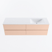 Mondiaz Vica ensemble de meuble de salle de bain - 160cm - meuble sous-vasque rosee - 4 tiroirs - lavabo cloud droite - 1 trou de robinet - version haute de 60cm - talc SW1083391