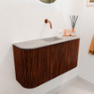 Mondiaz JOYA-DLUX 83.2cm meuble de toilette - arrondis gauche et droite couleur Ruby - Vasque FAYE position Milieu Sans trou de robinet couleur Glace. SW1423584