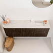 Mondiaz JOYA-DLUX 111.6cm toiletmeubel - ronding links kleur Walnut - Wastafel FAYE positie Rechts 1 kraangat kleur Ostra. SW1422662