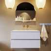 Mondiaz VICA-DLUX ensemble de meuble de salle de bain - 90cm - meuble sous-vasque cale - 2 tiroirs - lavabo encastrée cloud milieu - sans trous de robinet - version haute de 60cm - ostra SW1087463