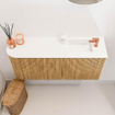 Mondiaz JOYA 91.6cm toiletmeubel - ronding links kleur Oak - Wastafel FAYE positie Rechts 1 kraangat kleur Talc. SW1421140