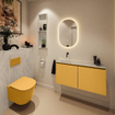 MONDIAZ TURE-DLUX Meuble toilette - 100cm - Ocher - EDEN - vasque Opalo - position gauche - sans trou de robinet SW1105188