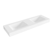 Mondiaz CLOUD Lavabo suspendu - 150cm - 2 lavabos - bord 12cm - solid surface Talc SW424230