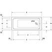 Duravit D code baignoire rectangulaire 150x75x40cm acrylique blanc 0297510
