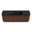 MONDIAZ KURVE 140cm Meuble salle de bain avec module 25 G et D - couleur Walnut - 1 tiroir - 2 portes - vasque BIG SMALL centre - 1 trou de robinet - Urban SW1138468