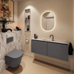 MONDIAZ TURE-DLUX Meuble toilette - 120cm - Dark Grey - EDEN - vasque Glace - position centrale - 1 trou de robinet SW1103251