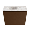 MONDIAZ TURE-DLUX Meuble toilette - 60cm - Rust - EDEN - vasque Glace - position gauche - sans trou de robinet SW1103496