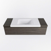 Mondiaz BUKLA Ensemble de meuble - 120x45x34cm - 1 trou de robinet - lavabo centré - solid surface - Talc - sans poignée - 1 tiroir - Mélamine - Marron foncé SW704859