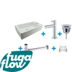 FugaFlow Eccelente Sobrado Ensemble lave-mains de salle de bains - droit - 1 trou de robinet - robinet de lavabo chromé - blanc SW1124034