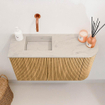 Mondiaz JOYA-DLUX 71.6cm toiletmeubel - ronding rechts kleur Oak - Wastafel FAYE positie Links Zonder kraangat kleur Opalo. SW1422158