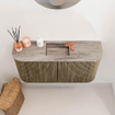 Mondiaz JOYA-DLUX 83.2cm meuble de toilette - arrondis gauche et droite couleur Dusk - Vasque FAYE position Milieu 1 trou de robinet couleur Oza. SW1426022