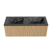 MONDIAZ KURVE-DLUX 120cm Meuble salle de bain - couleur Oak - 1 tiroir - vasque LEAF double - sans trou de robinet - couleur Lava SW1137204