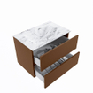 MONDIAZ VICA-DLUX Ensemble meuble de salle de bains - 70cm - sous-meuble Rust - 2 tiroirs - lavabo encastré Cloud central - sans trous de robinet - version haute 60cm - Glace SW1088363