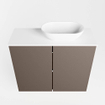 Mondiaz Fowy Meuble de toilette - 60x50x23cm - fumée mat - 1 trou de robinet - lavabo à droite - 2 portes - solid surface - plan MDF - lavabo : blanc SW761237