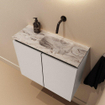 MONDIAZ TURE-DLUX Meuble toilette - 60cm - Linen - EDEN - vasque Glace - position droite - sans trou de robinet SW1103373