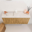 Mondiaz JOYA-DLUX 80cm toiletmeubel - kleur Oak - Wastafel FAYE positie Links 1 kraangat kleur Ostra. SW1422257