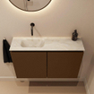 MONDIAZ TURE-DLUX Meuble toilette - 80cm - Rust - EDEN - vasque Ostra - position gauche - sans trou de robinet SW1105040