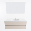 Mondiaz VICA ensemble de meuble de salle de bain - 120cm - meuble sous-vasque lin - 2 tiroirs - lavabo denia milieu - 1 trou de robinet - couleur Blanc Brillant - miroir LED - version XL 60cm haut SW1091959