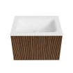 MONDIAZ KURVE 60cm Meuble salle de bain - couleur Walnut - 1 tiroir - vasque CLOUD centre - 1 trou de robinet - Talc SW1138240