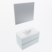 Mondiaz VICA ensemble de meuble de salle de bain - 80cm - meuble sous-vasque argile - 2 tiroirs - lavabo denia milieu - 1 trou de robinet - couleur Blanc Brillant - miroir LED - version XL 60cm haut SW1091924